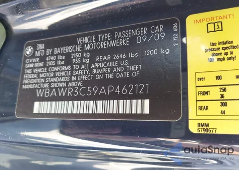 2010 BMW 328I from USA, damaged, VIN WBAWR3C59AP462121